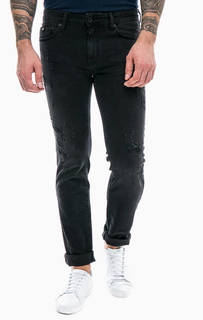 Черные зауженные джинсы заплатами Albert Simple GAS