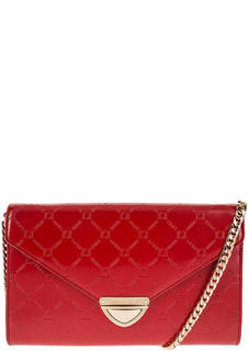 Кожаный красный клатч с откидным клапаном Guess
