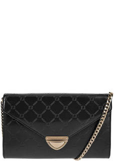 Кожаный черный клатч с откидным клапаном Guess