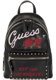 Черный городской рюкзак с цветочной вышивкой Guess