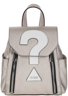 Городской рюкзак серебристого цвета с нашивками Guess