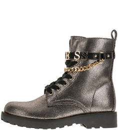 Высокие демисезонные ботинки серебристого цвета Guess