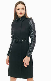 Легкое пальто черного цвета с ремнем Marciano Guess