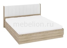 Кровать двуспальная Ларго СМ-181.01.004 дуб сонома/белая кожа Мебель Трия