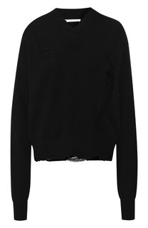 Шерстяной пуловер с V-образным вырезом Helmut Lang
