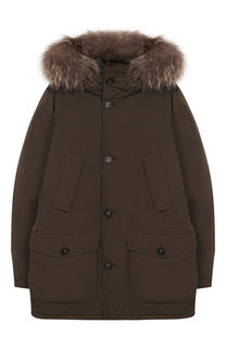 Куртка с меховой отделкой на капюшоне Woolrich