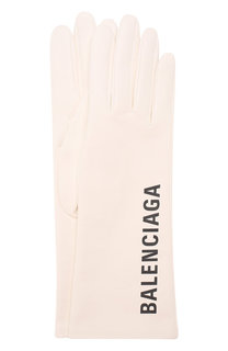 Кожаные перчатки с логотипом бренда Balenciaga