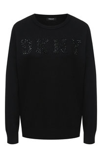 Пуловер с логотипом бренда DKNY