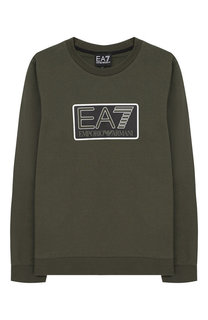 Хлопковый свитшот с логотипом бренда Ea 7