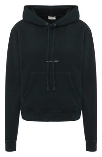 Хлопковый пуловер с капюшоном Saint Laurent
