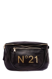 Черная кожаная сумка с логотипом No21