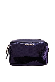 Компактная синяя сумка с пайетками Miu Miu
