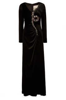 Черное платье со стразами Valentino