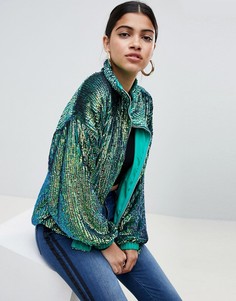 Бомбер с отделкой пайетками ASOS DESIGN - Зеленый