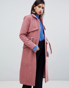 Шерстяное пальто с поясом Y.A.S - Розовый