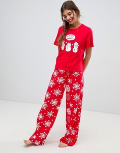 Новогодняя пижама с футболкой и брюками ASOS DESIGN - Красный