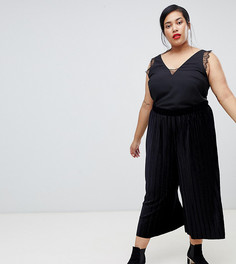 Бархатные плиссированные кюлоты Vero Moda Curve - Черный