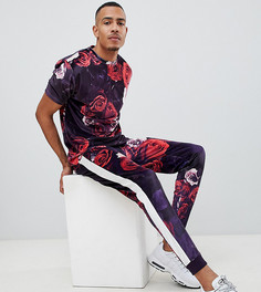 Велюровые джоггеры скинни с цветочным принтом и полосками по бокам ASOS DESIGN Tall - Мульти