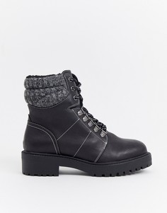 Черные походные ботинки с контрастной строчкой New Look - Черный