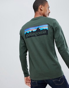 Зеленый лонгслив с логотипом Patagonia P-6 Responsibili-Tee - Зеленый