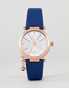 Часы с синим кожаным ремешком и серебристым циферблатом Vivienne Westwood VV006RSBL - Синий