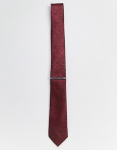 Бордовый галстук с зажимом Burton Menswear - Красный