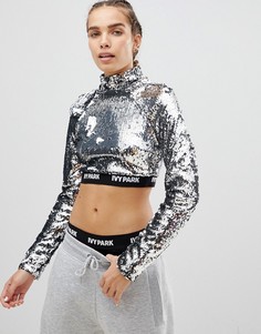 Кроп-топ с отделкой пайетками Ivy Park - Серебряный