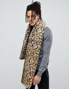 Меховой шарф с леопардовым принтом ASOS DESIGN - Черный