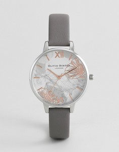 Часы с серым кожаным ремешком и абстрактной цветочной отделкой Olivia Burton OB16VM32 - Серый