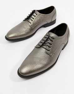 Серебристые туфли из искусственной кожи на шнуровке ASOS DESIGN - Серебряный