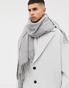 Серый шарф из 100% шерсти ASOS WHITE - Серый