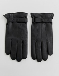 Черные кожаные перчатки с кнопками Peter Werth - Черный