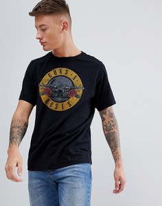 Черная футболка с принтом Guns N Roses Pull&Bear - Черный Pull&;Bear