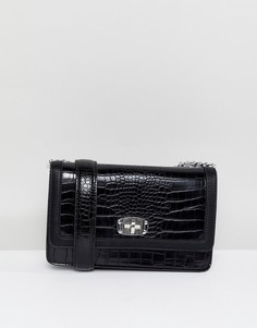 Сумка из искусственной крокодиловой кожи с застежкой-твист Stradivarius - Черный