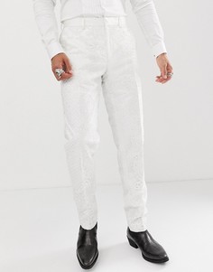 Облегающие брюки из белой атласной ткани с отделкой ASOS EDITION - Белый