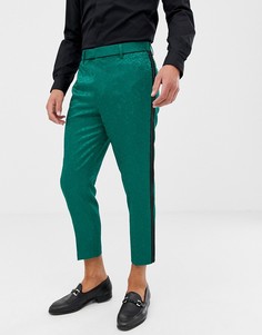 Зеленые суженные книзу жаккардовые брюки в строгом стиле ASOS EDITION - Зеленый