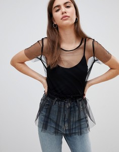 Сетчатый топ Minimum - Черный