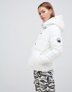 Белая дутая куртка с капюшоном Boohoo - Белый