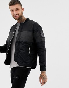 Черный бомбер со вставкой Replay - Черный