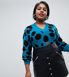 Джемпер в горошек с отделкой крупными пайетками Lost Ink Plus - Синий