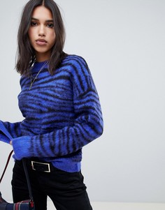 Пушистый джемпер с принтом Na-kd - Синий