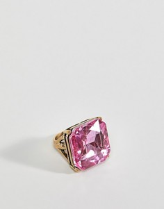 Кольцо с квадратным камнем Steve Madden - Розовый