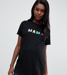 Двухслойная футболка с надписью mama ASOS DESIGN Maternity Nursing - Черный