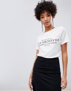 River Island t-shirt with slogan in white - Белый