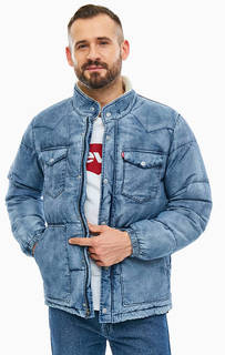 Короткий синий пуховик с застежкой на молнию и кнопки Levis