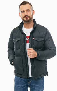 Короткий черный пуховик с застежкой на молнию и кнопки Levis