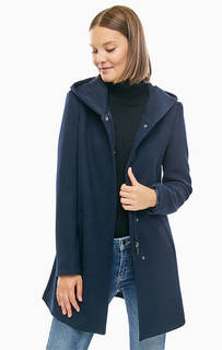 Синее демисезонное пальто с капюшоном Silvian Heach