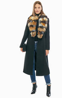 Длинное демисезонное пальто с воротником из лисьего меха Silvian Heach