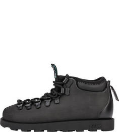 Черные резиновые ботинки с дополнительными шнурками Native