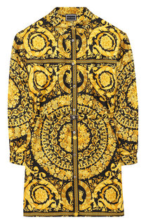 Шелковое платье-рубашка с поясом Young Versace